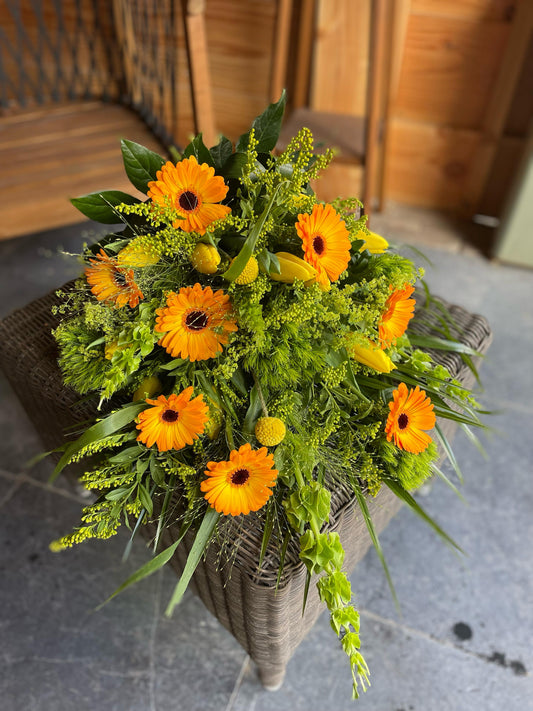 Geplukt Rouwboeket - Zonnig Geel