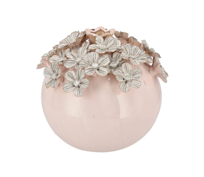 Roze vaas met madeliefjes - bolvormig