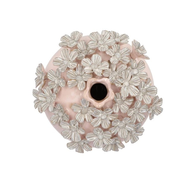 Roze vaas met madeliefjes - bolvormig