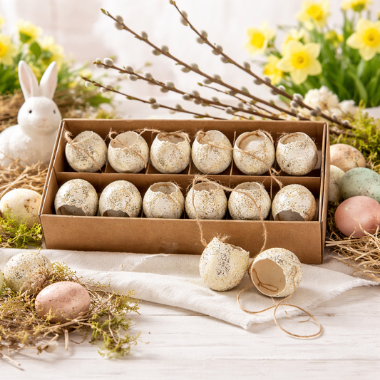 Kippeneieren open met touwtje - Wit en Goud