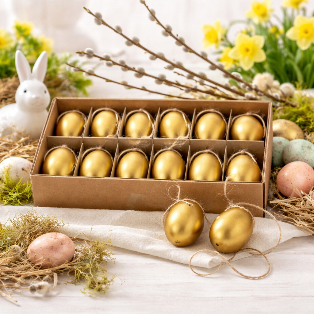Kippeneieren open met touwtje - Goud