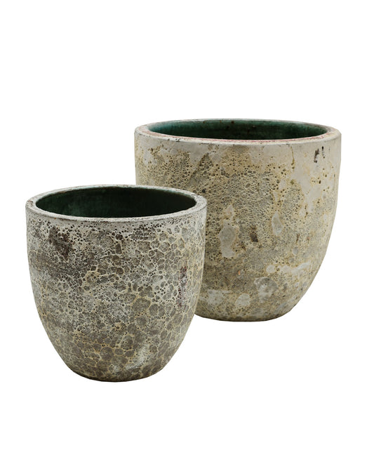 Pot Laki relic beige Ø36/35 x H34/25 cm - Set 2 stuks