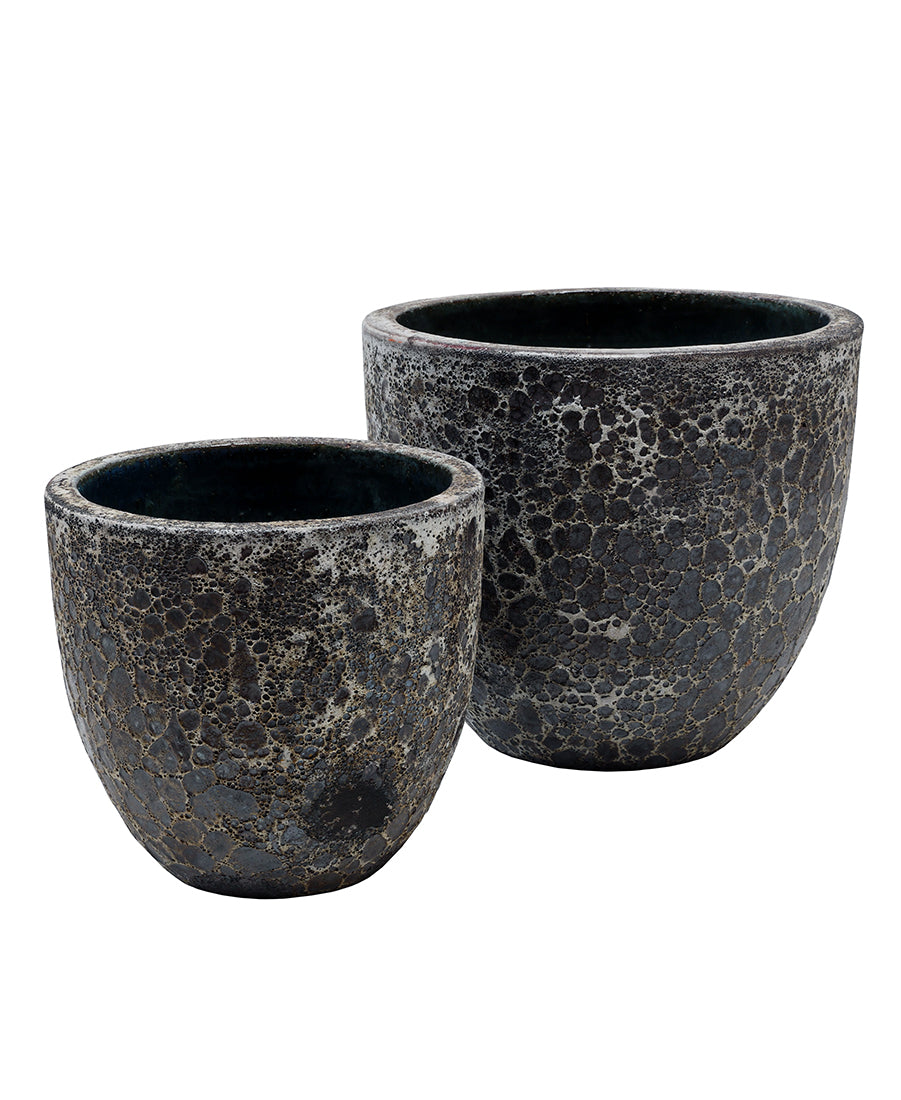 Pot Laki relic black Ø36/35 x H34/25 cm - Set 2 stuks