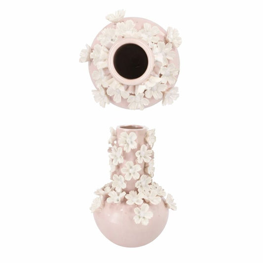 Roze vaas met madeliefjes - buisvormig